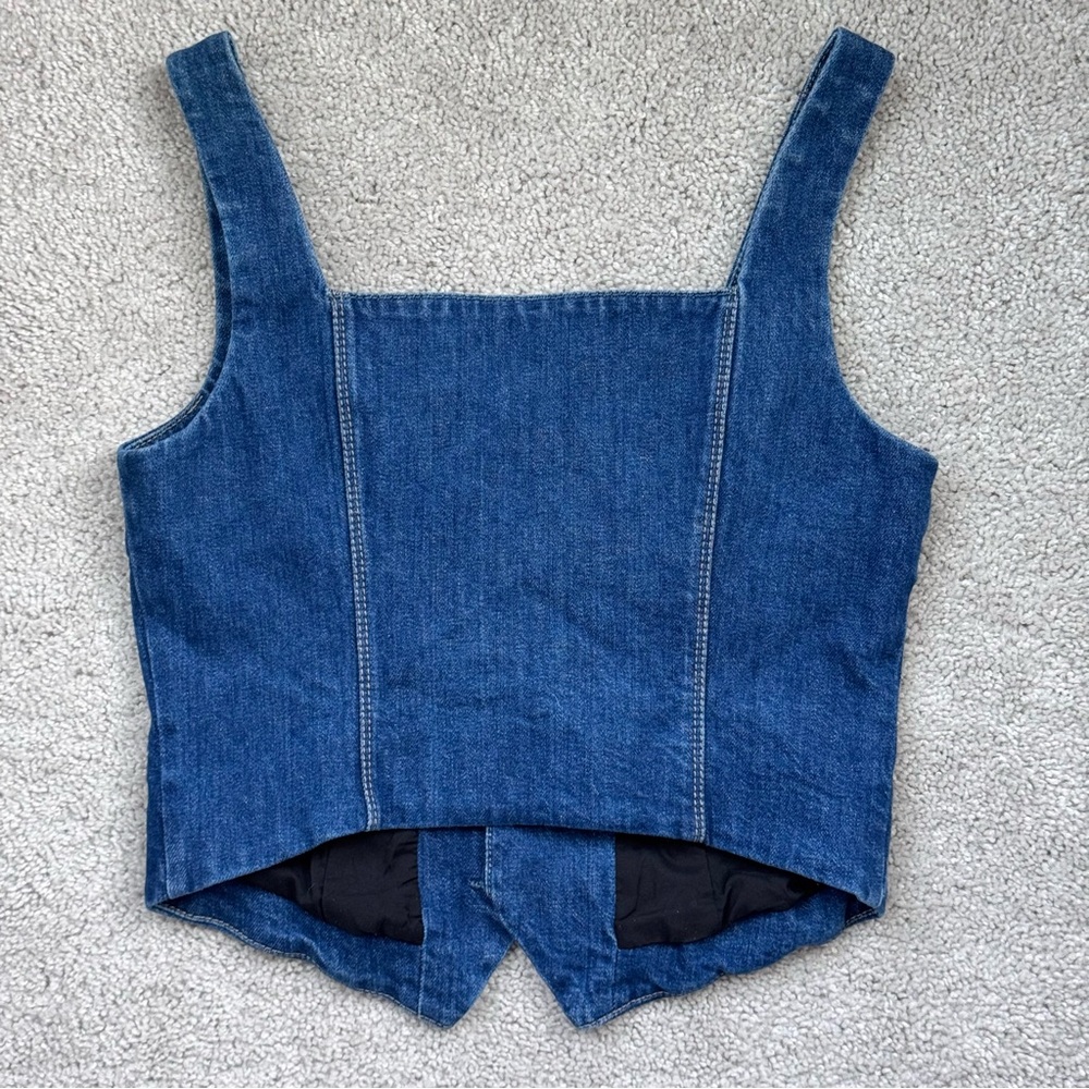 NEW Paige Irene Denim Vest Top Dark Wash Blue Size 2 - Picture 5 of 12